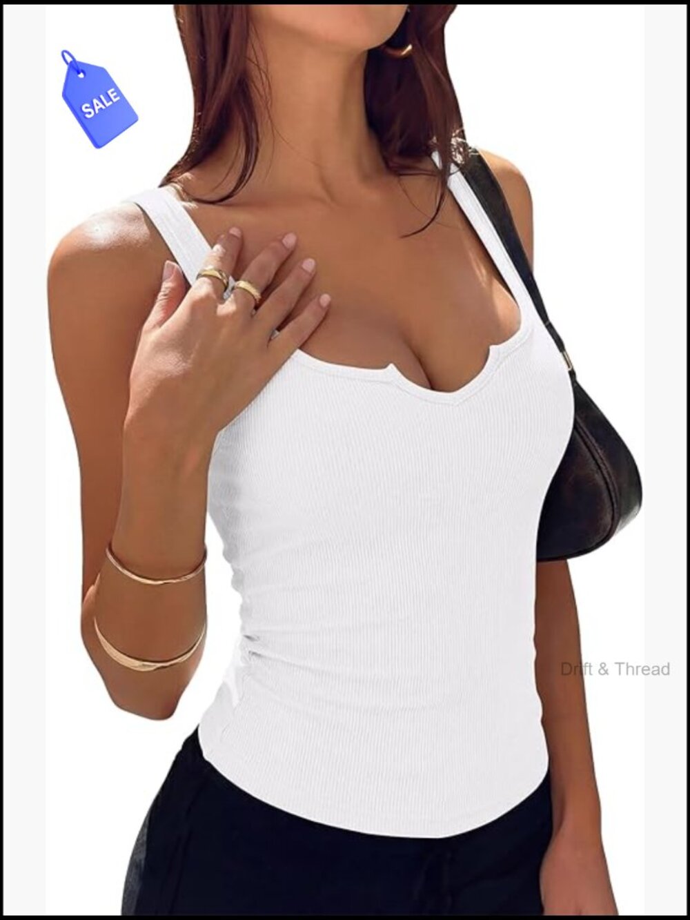 Scoop Neck Ribbed Tank Top Slim Fit Cropped Summer Y2K